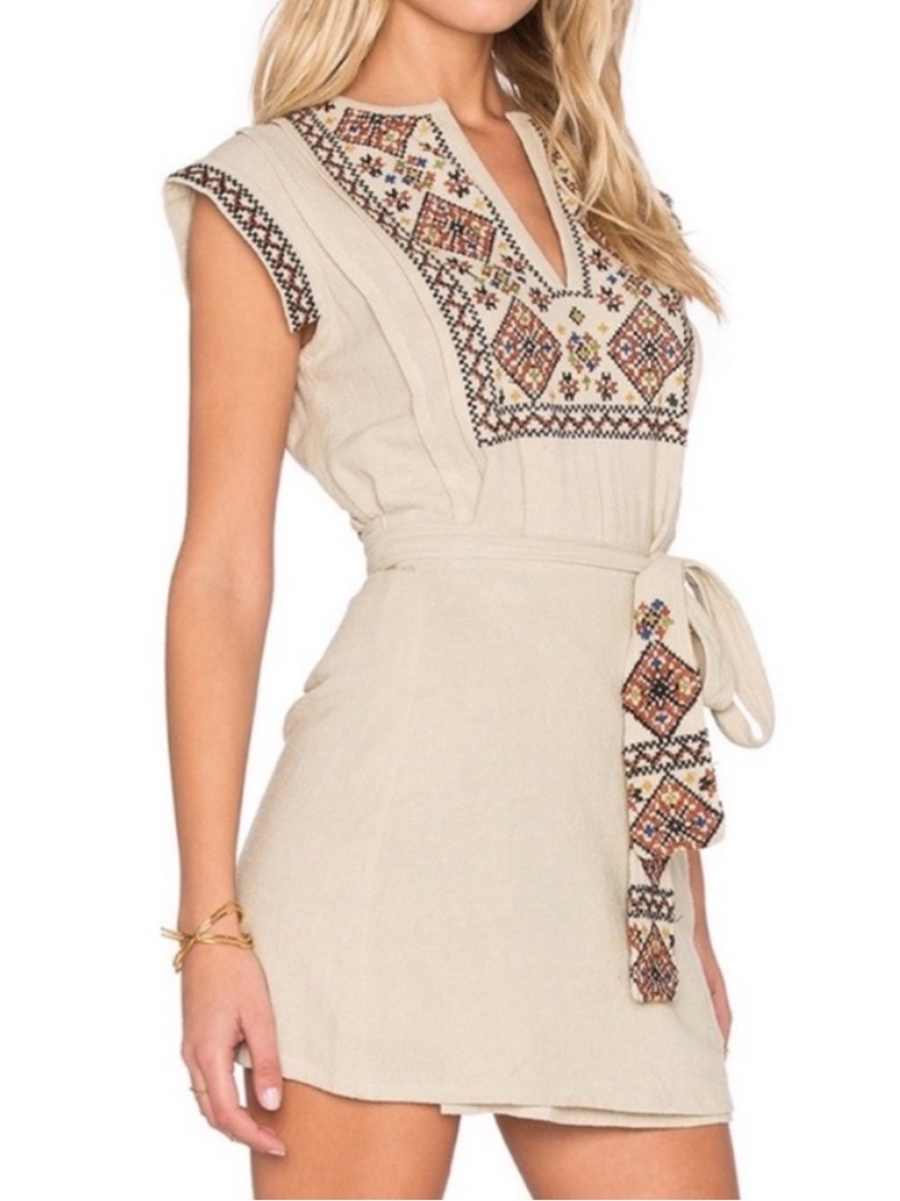 Free People Running Wild Wrap Dress Embroidered Bohemian Extra Small